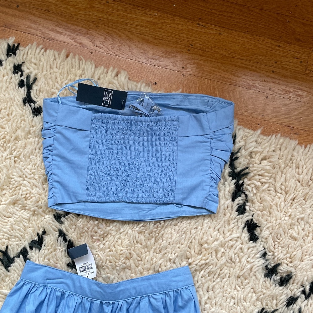 Abercrombie 2 piece skirt and top, light blue, tags on size XS